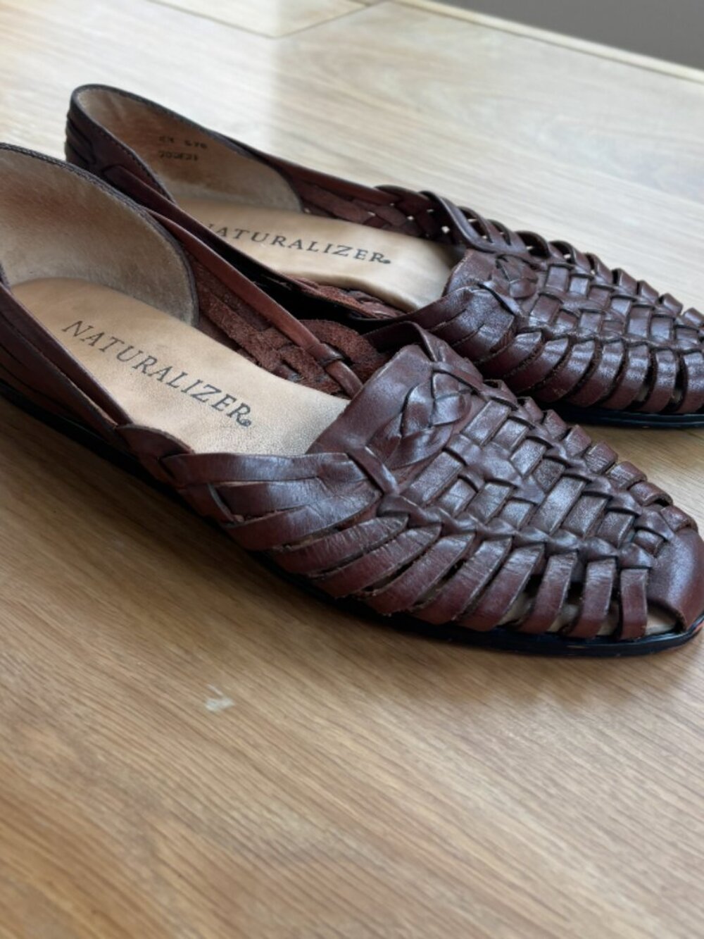 Naturalizer Brown Woven Leather Flats